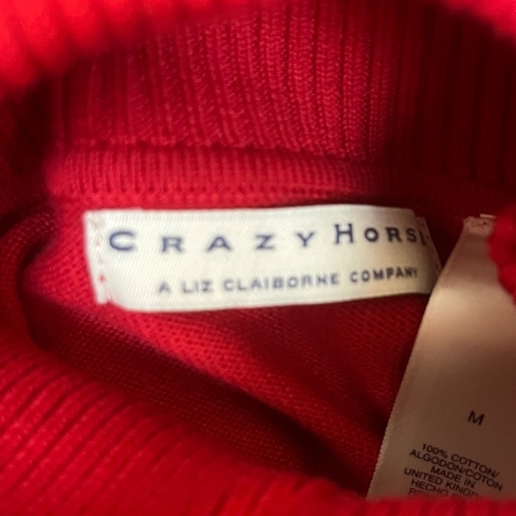 Crazy Horse Liz Claiborne Red Turtleneck Sweater Beaded Embroidered; Size M; EUC - Picture 5 of 7